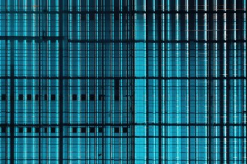 Wall Mural - modern skyscraper with geometric lines on its facade generative ai