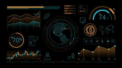Wall Mural - animated infographics on the theme of bitcoin growth.
