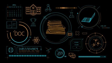 Canvas Print - animated infographics on the theme of learning and education.