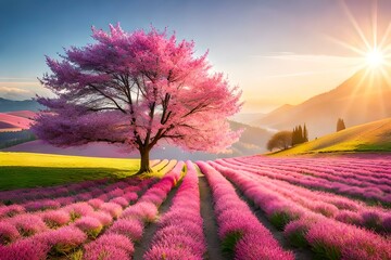 lavender field in region by AI generating