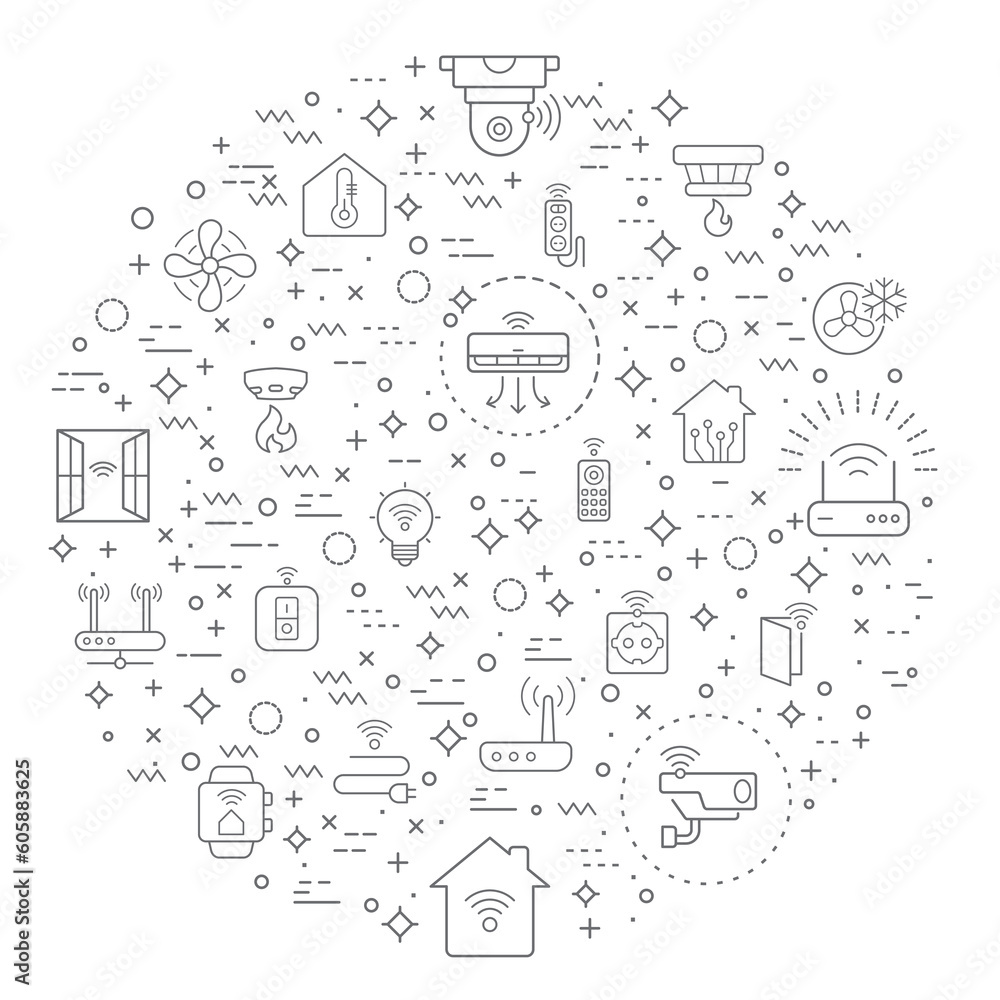 Simple Set of smart home and devices Related Vector Line Illustration ...