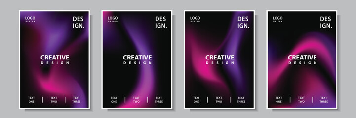 modern violet light wave gradation abstract cover template background set collection design vector