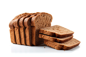 Sliced whole grain bread on white background