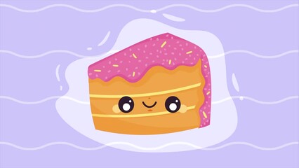 Sticker - birthday cake portion kawaii character animation