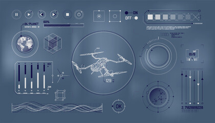 Wall Mural - set of infographic elements about drone and geolocation.