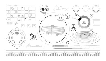 Wall Mural - set of infographic elements about oil storage and transportation.