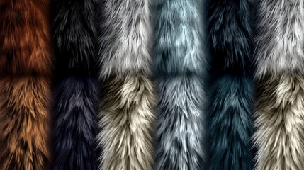 texture background with fur of different colors, generative ai.