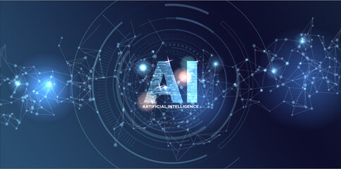Wall Mural - artificial intelligence logo, icon. vector symbol ai, deep learning blockchain neural network concep
