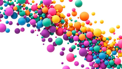 Canvas Print - Abstract composition with many colorful random flying spheres isolated on transparent background. Colorful rainbow matte soft balls in different sizes. PNG file