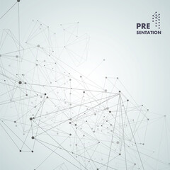 Aufkleber - Geometric concept structure network. Abstract polygonal with connecting dots and lines. Global connect element. Data polygonal vector