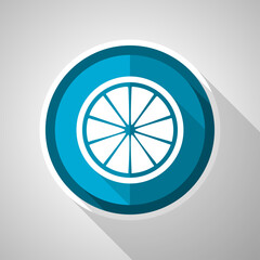 Fototapete - Lemon, fruit, fresh citrus symbol, flat design vector blue icon with long shadow