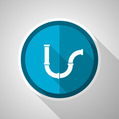 Aufkleber - Pipeline, tube, pipe and industrial symbol, flat design vector blue icon with long shadow