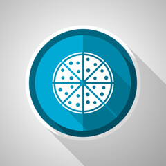 Poster - Pizza, food, restaurant symbol, flat design vector blue icon with long shadow