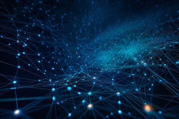 Futuristic Background for Presentation Design: Network Connection Dots and Lines in a Digital Technology Landscape