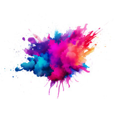 Colorful powder explosion on transparent png background. Generative ai.