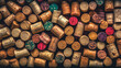 Background of old wine corks, generative AI.
