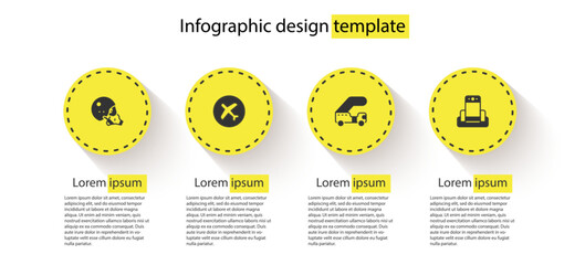 Sticker - Set Modern pilot helmet, Plane, Passenger ladder and Metal detector in airport. Business infographic template. Vector