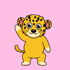 Sticker - Vector illustration of cute cheetah animal