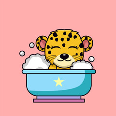 Sticker - Vector illustration of cute cheetah animal