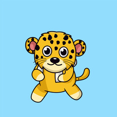 Sticker - Vector illustration of cute cheetah animal