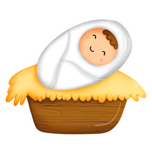 Little Cute Baby Jesus Watercolor Clipart For Bible Class And Christmas Time.