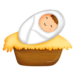 little cute baby Jesus watercolor clipart for bible class and Christmas time.