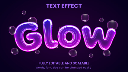 transparent glowing neon bubble 3d graphic style editable text effect