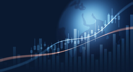 Global business economy financial stock graph diagram concept on finance investment exchange technology background of growth economic digital banking market or money data world trade currency chart.