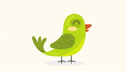 Canvas Print - little and cute green bird animation