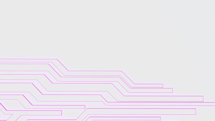 Abstract technology background geometric pattern glowing pink neon on white backdrop 3d render