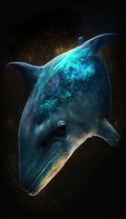 Wall Mural - a dolphin head with a galaxy background