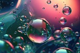 Fototapeta Kwiaty - Beautiful background of abstract water bubbles with green and blue backgrounds, in the style of light pink. Generative AI