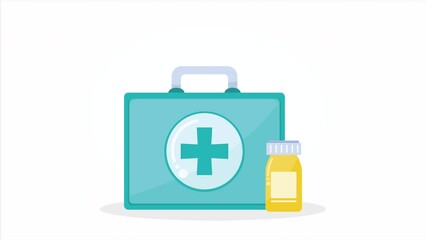 Wall Mural - medical kit with cross animation