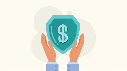 Sticker - shield with money symbol insurance service animation