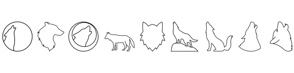 Wall Mural - wolf icon vector set. animals illustration sign collection. wild life symbol.