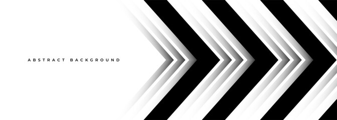 Aufkleber - Abstract vector arrows background. White and black dynamic arrows with shadows on wide abstract banner. Vector illustration