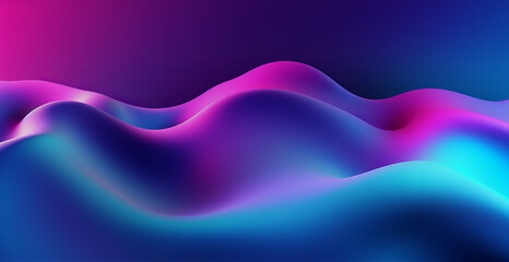 Experience the Futuristic Charm of Glowing Retro Waves with this Abstract Blue and Purple Liquid Wavy Shapes Vector Banner, Generative AI.