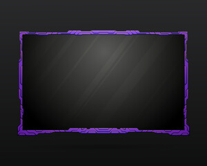 Wall Mural - Abstract neon purple border live stream webcam overlay screen gui frame template