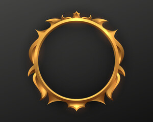 Wall Mural - fantasy golden vintage circle border frame on black background