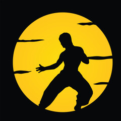 Kung fu, Karate , designed on sunset or sunrise background graphic vector.