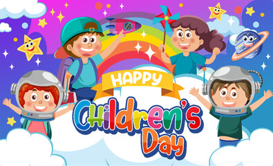 Sticker - Happy children's day banner