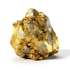 Gold rock on white background. Generative AI.