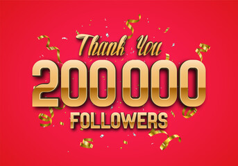 Wall Mural - 200000 followers. Poster for social network and followers. Vector template for your design.
