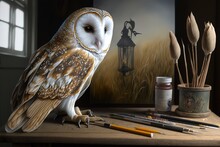 Common Barn Owl( Tyto Albahead) , Hyperrealism, Photorealism, Photorealistic