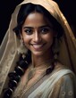 © Pictures Paradise - Portrait of beautiful smiling young Indian Hyderabadi woman in elegant wedding bridal dress.