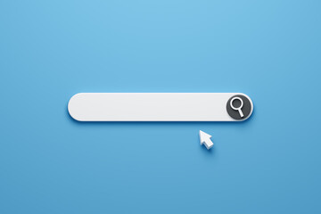 Blank search bar on blue background. 3d rendering.
