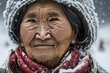 © Pictures Paradise - Senior inuit elderly woman at winter in snow. Ai generative