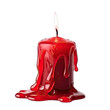 Red candle isolated on transparent background. Burning candle, melt. Home decoration. Gothic style