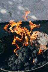 Poster - Closeup of burning coals in a fireplace