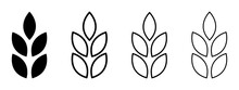 Wheat Symbol Vector Icons. Line And Solid Wheat Icons Set